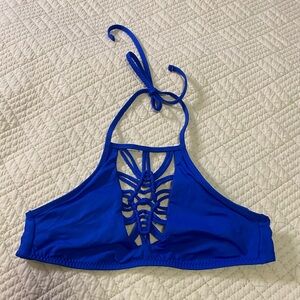 BECCA By Rebecca Virtue Blue Halter Bikini Top with Cutout Design